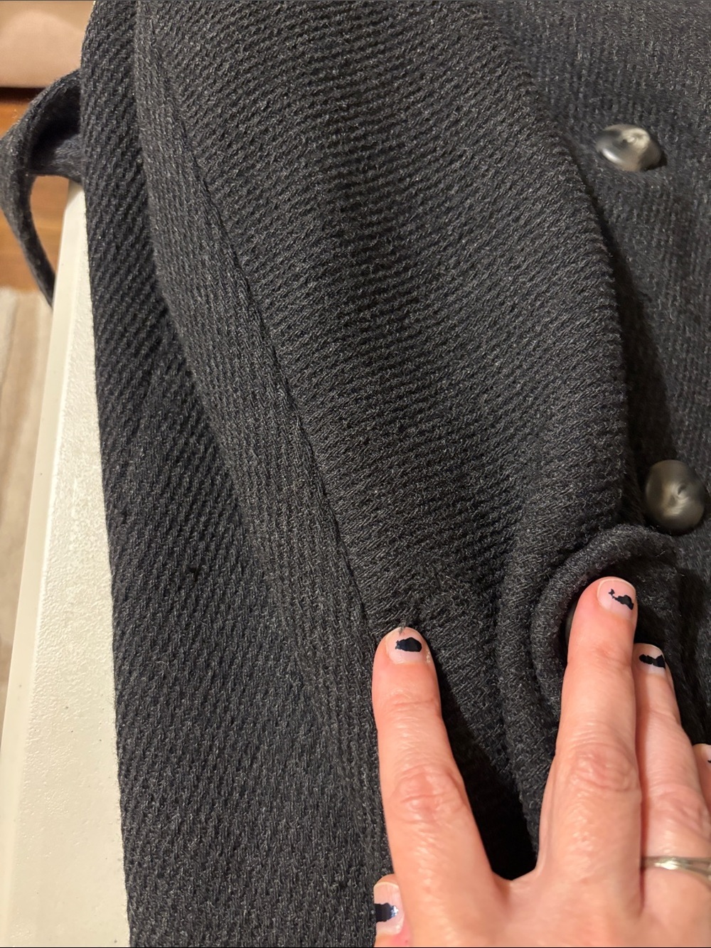 Sezane Oscar Coat S21 Size XS Anthracite Gray Wool Blend Double Breasted Belted - Picture 13 of 13